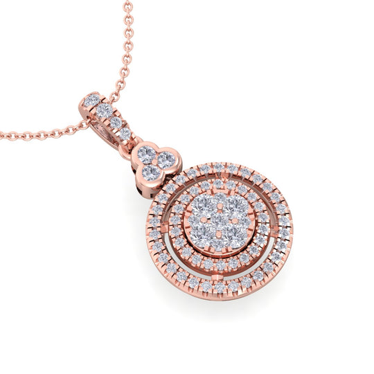 Round pendant in yellow gold with white diamonds of 0.65 ct in weight - HER DIAMONDS®