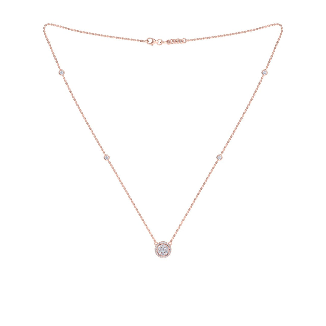 Circle necklace in rose gold with white diamonds of 0.64 ct in weight - HER DIAMONDS®