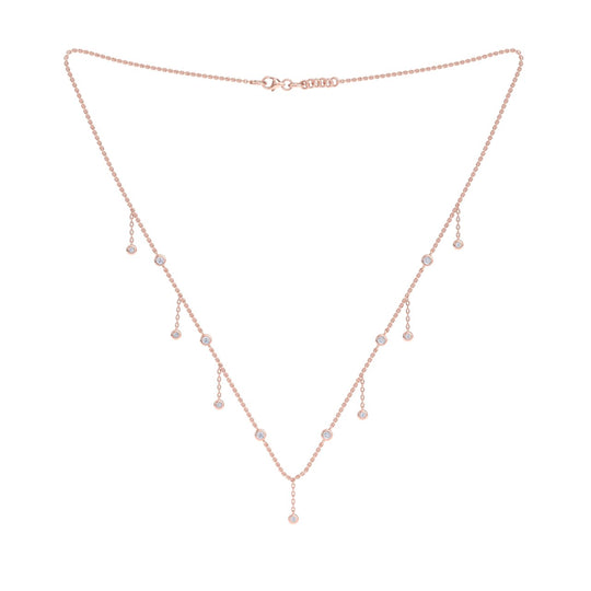 Waterfall necklace in rose gold with white diamonds of 0.34 ct in weight - HER DIAMONDS®