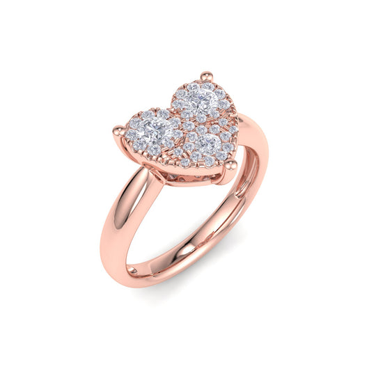 Love ring in yellow gold with white diamonds of 0.26 ct in weight