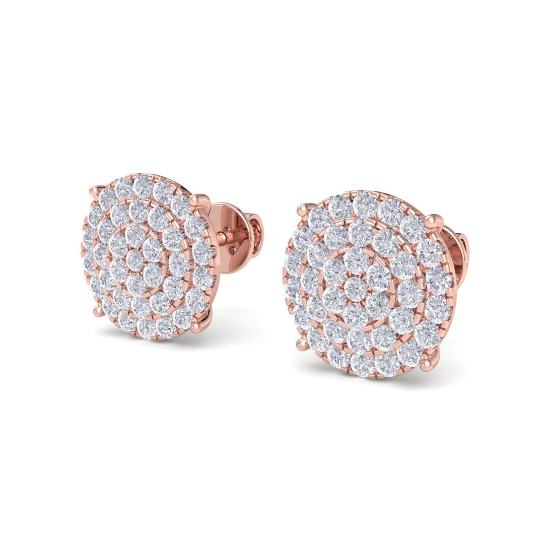 Round diamond stud earring in rose gold with round white diamonds of 1.11 ct in weight - HER DIAMONDS®