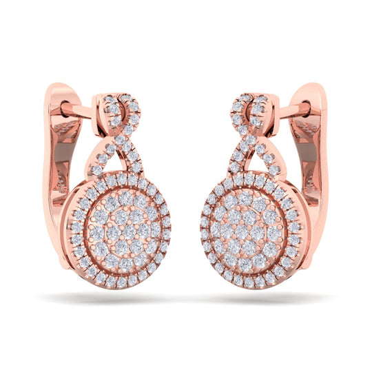 Round earrings in rose gold with white diamonds of 0.51 ct in weight - HER DIAMONDS®