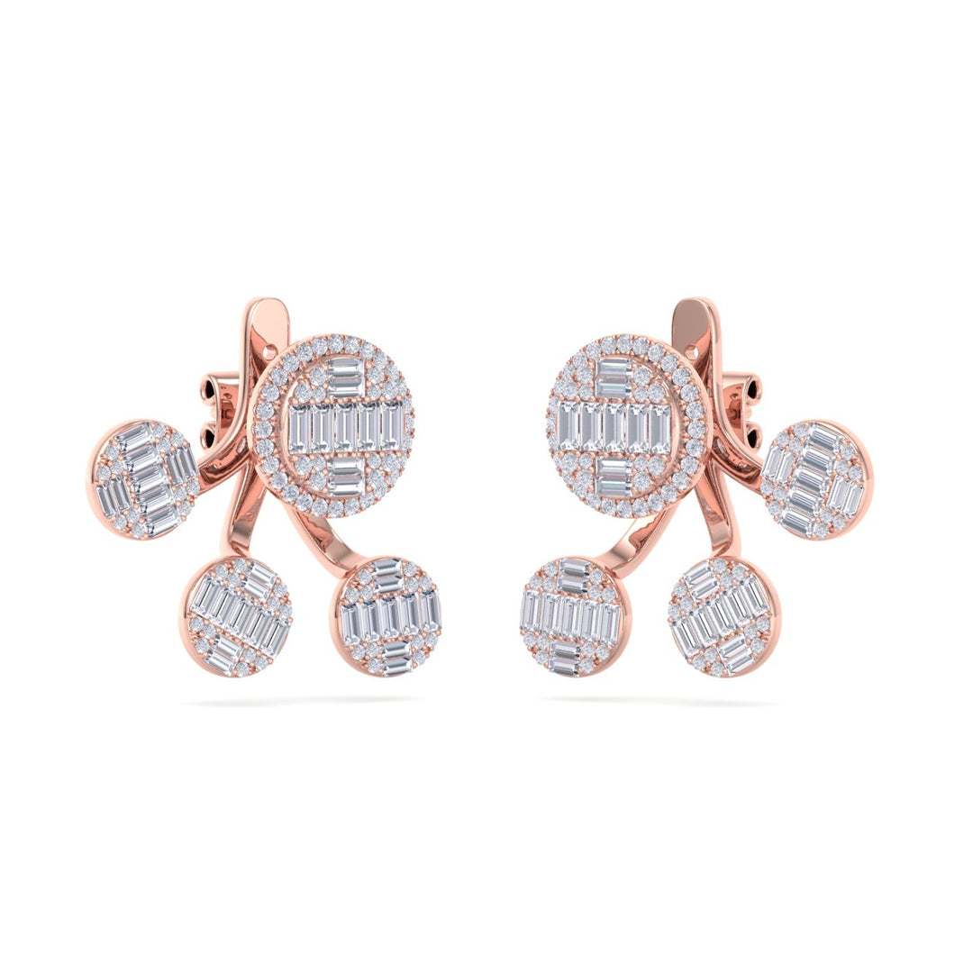 Duo earrings in rose gold with white diamonds of 2.23 ct in weight