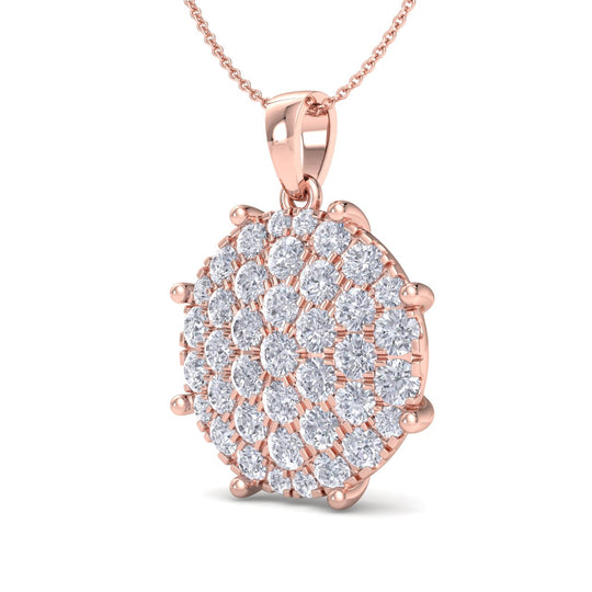 Round pendant necklace in white gold with eight-prongs with white diamonds of 1.14 ct in weight - HER DIAMONDS®