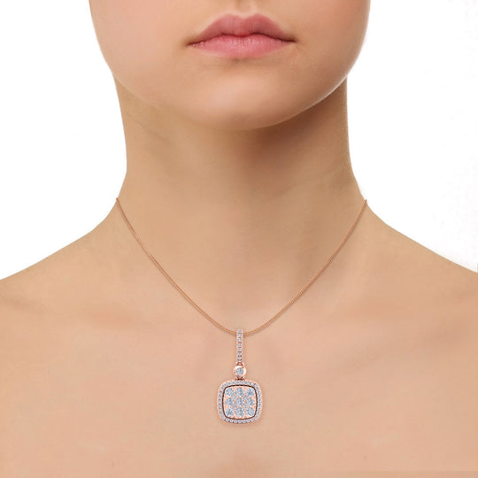 Square pendant in rose gold with white diamond of 0.58 ct in weight - HER DIAMONDS®