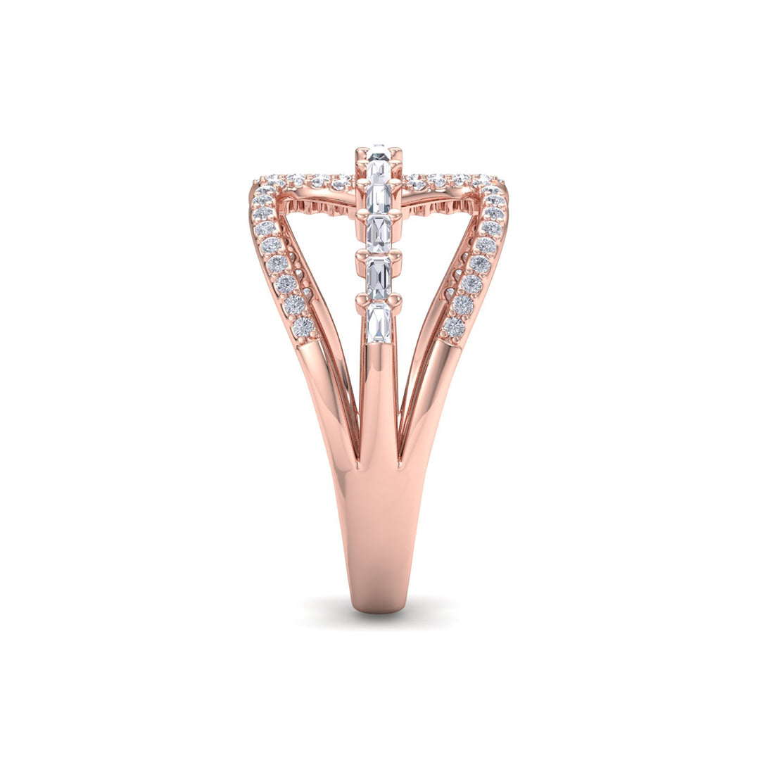 Ring in rose gold with white diamonds of 0.55 ct in weight