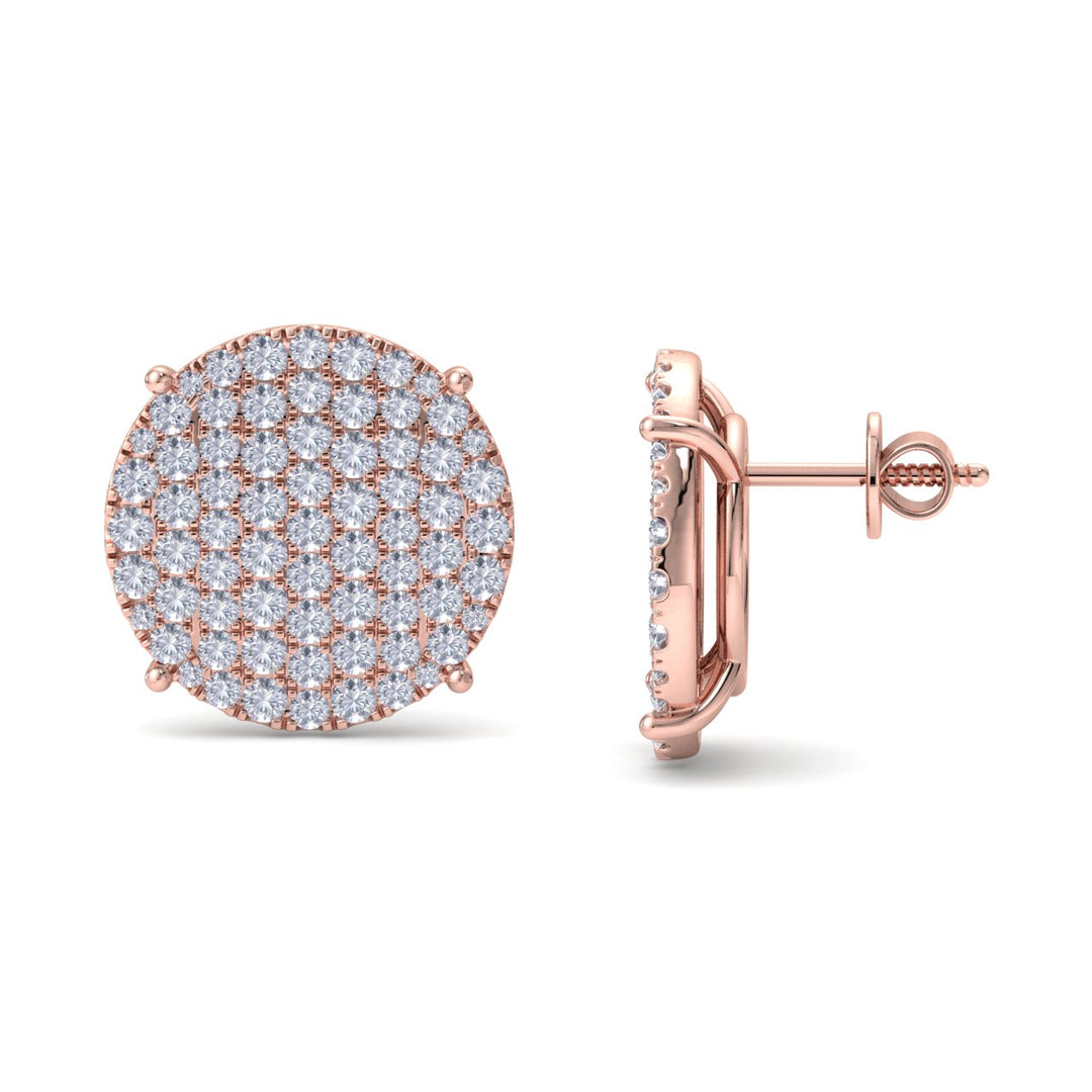Round diamond stud earring with four-prong in rose gold with white diamonds of 2.95 ct in weight - HER DIAMONDS®