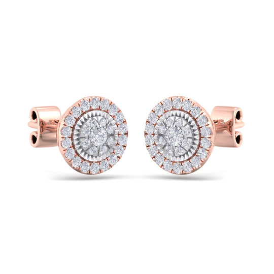Round stud earrings in rose gold with white diamonds of 0.55 ct in weight