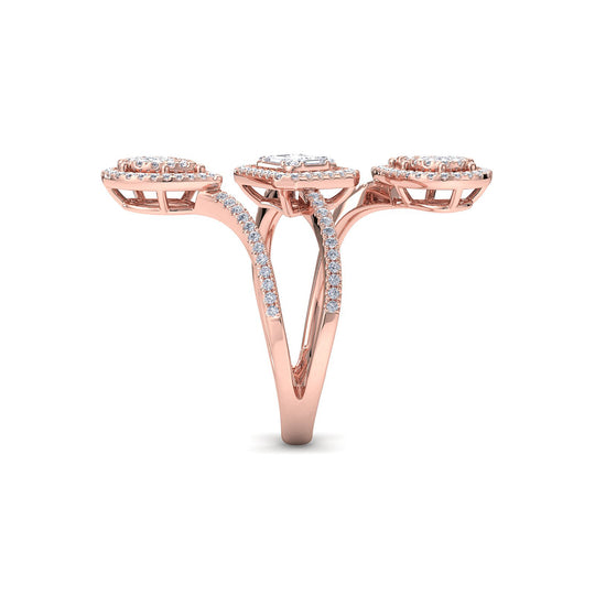 Multi-band ring in rose gold with white diamonds of 0.79 ct in weight
