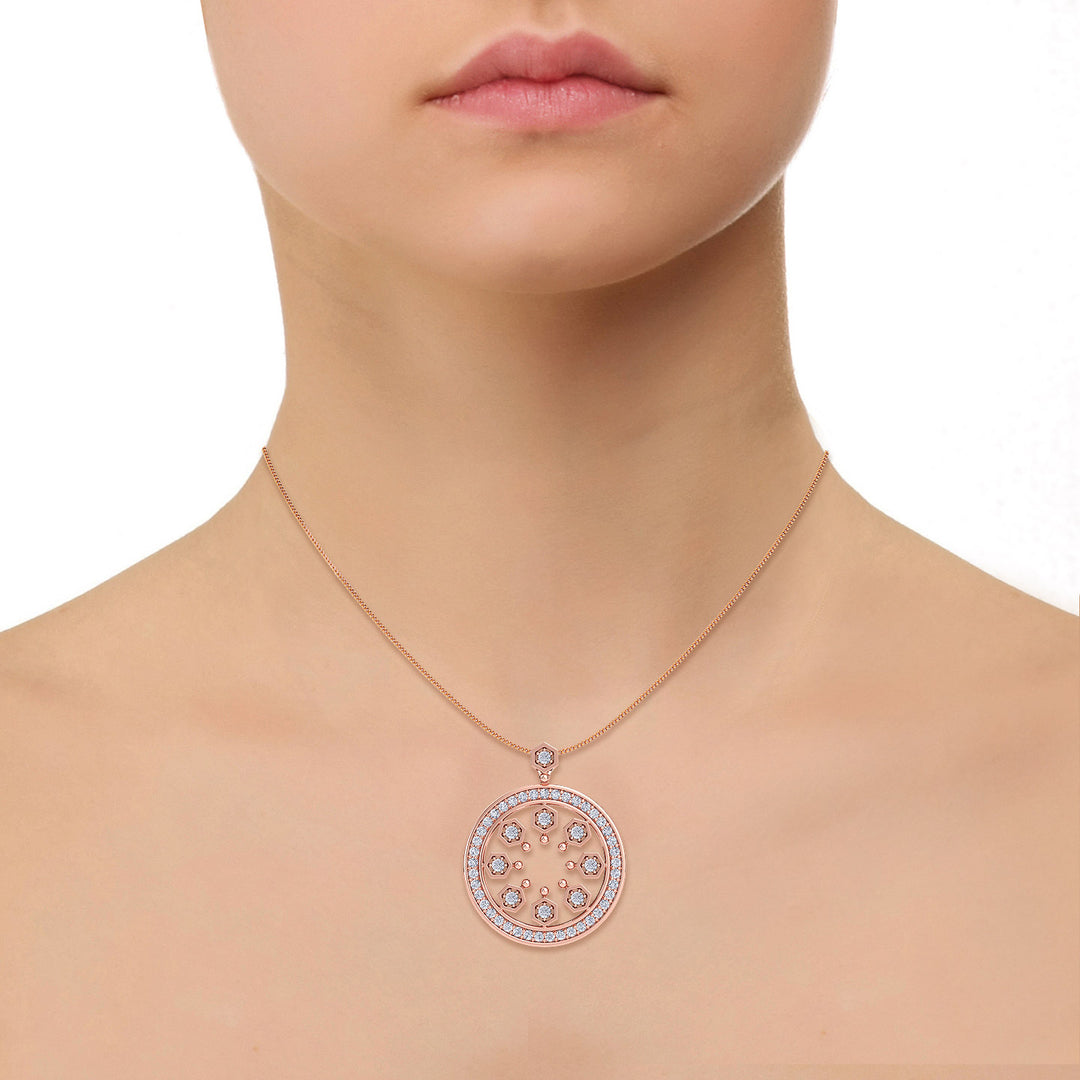 Monogram pendant necklace in rose gold with white diamonds of 0.89 ct in weight - HER DIAMONDS®