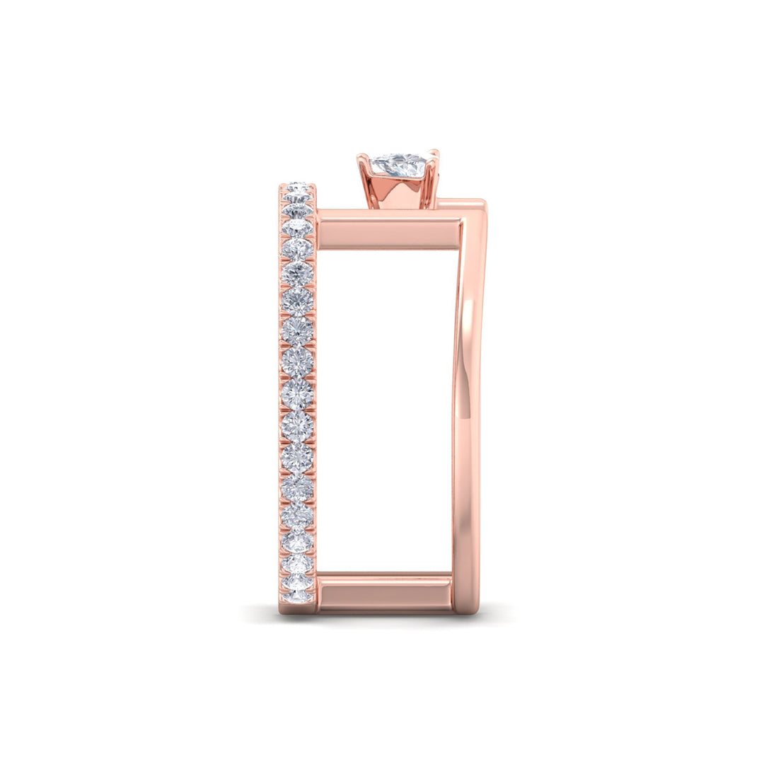Double band ring in rose gold with white diamonds of 0.57 ct in weight