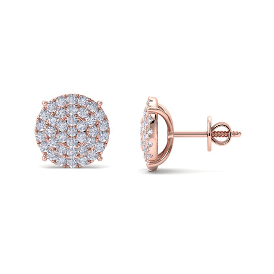 Round diamond stud earring in yellow gold with round white diamonds of 1.11 ct in weight - HER DIAMONDS®