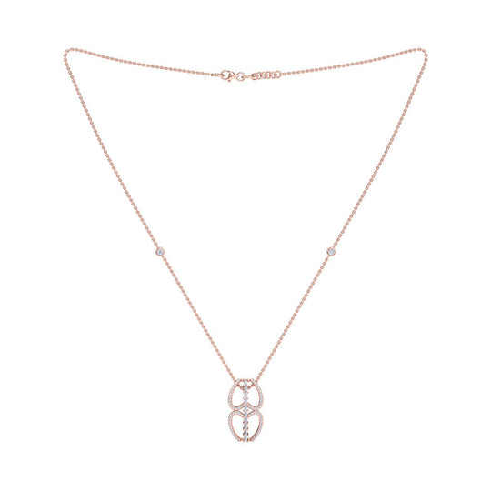 Double heart necklace in rose gold with white diamonds of 0.53 ct in weight - HER DIAMONDS®
