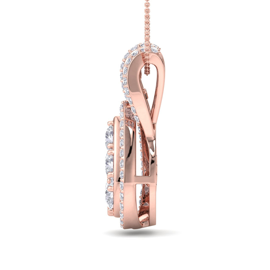 Pear shaped pendant necklace in rose gold with white diamonds of 1.35 ct in weight - HER DIAMONDS®