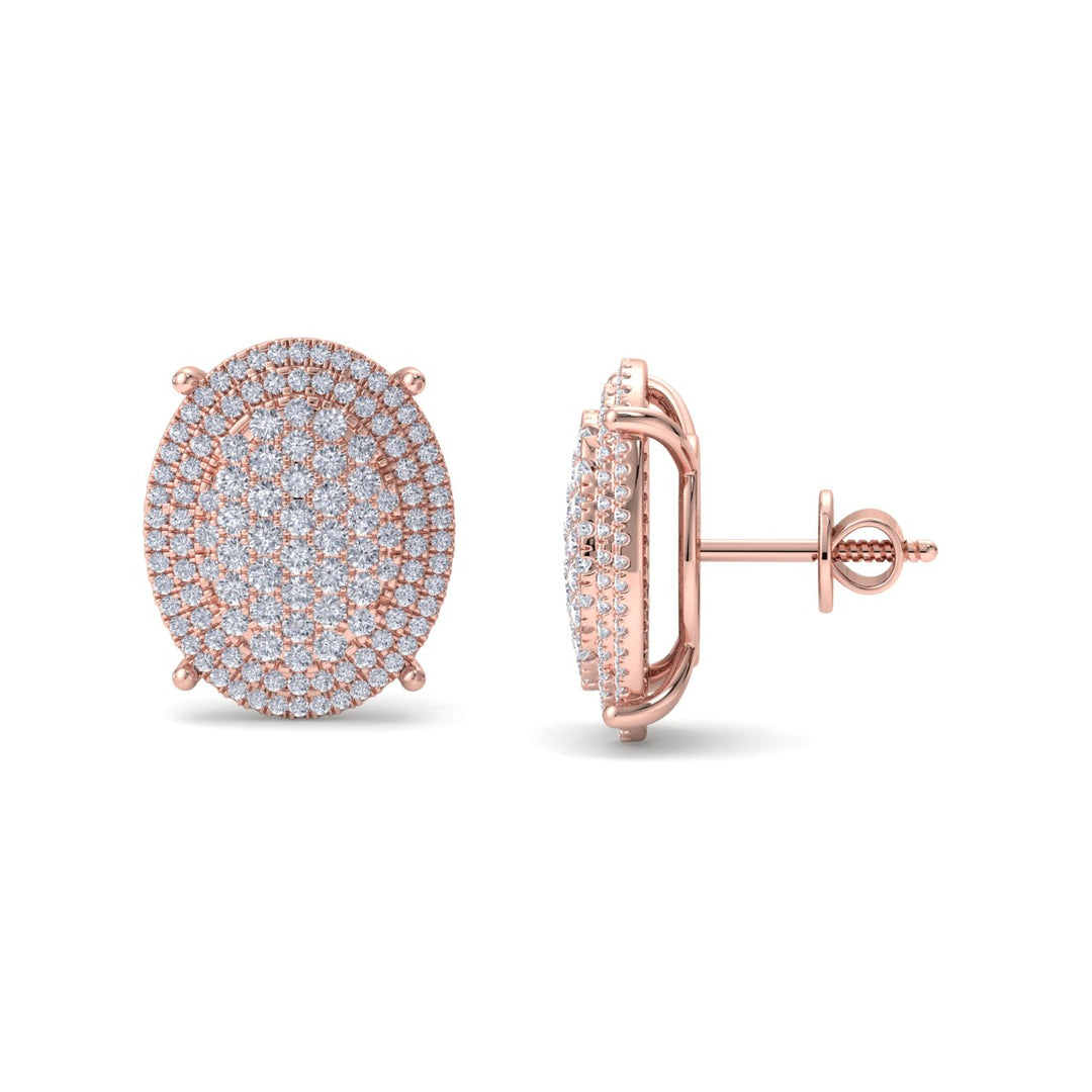 Petite oval shaped earrings in yellow gold with white diamonds of 1.35 ct - HER DIAMONDS®