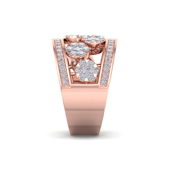 Double pave diamond ring in rose gold with white diamonds of 1.07 ct in weight