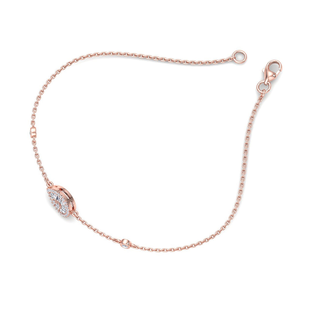 Pear shaped bracelet in rose gold with white diamonds of 0.29 ct in weight - HER DIAMONDS®