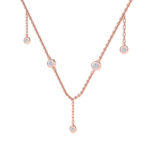 Waterfall necklace in rose gold with white diamonds of 0.34 ct in weight - HER DIAMONDS®