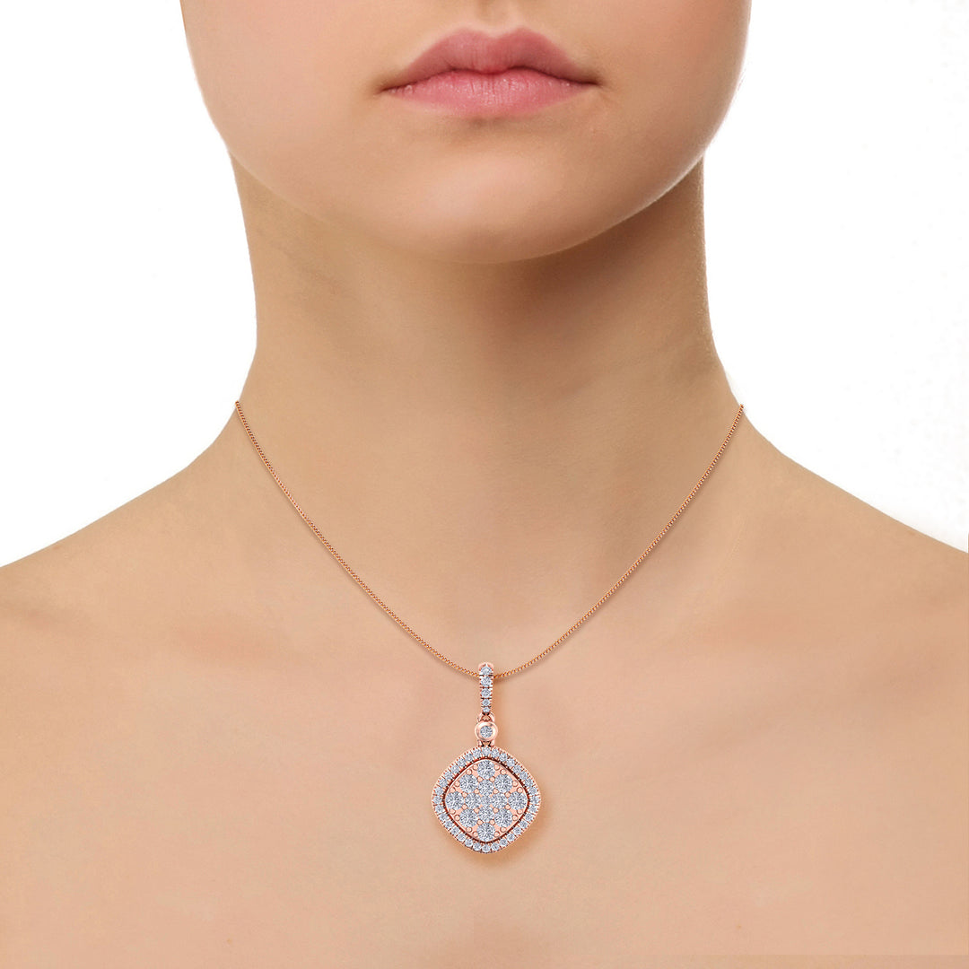 Square pendant in white gold with white diamonds of 0.74 ct in weight - HER DIAMONDS®