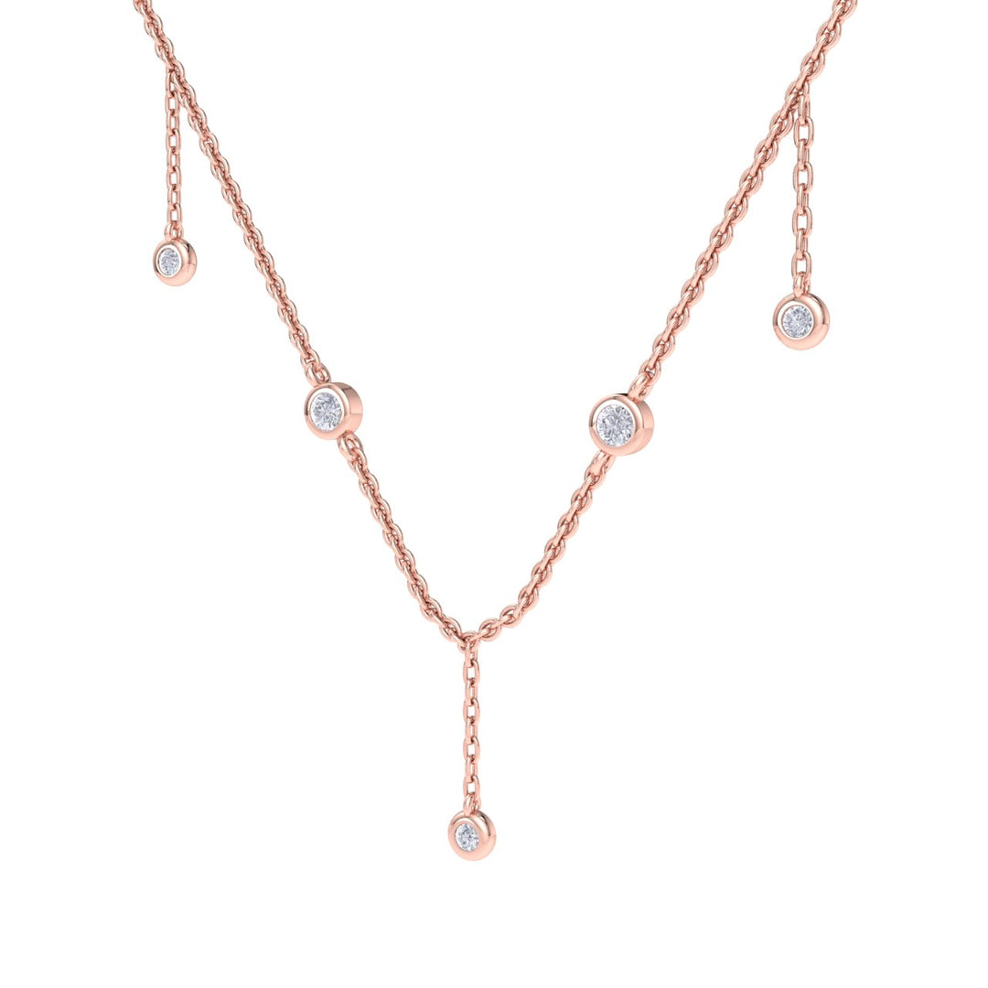 Waterfall necklace in yellow gold with white diamonds of 0.34 ct in weight - HER DIAMONDS®