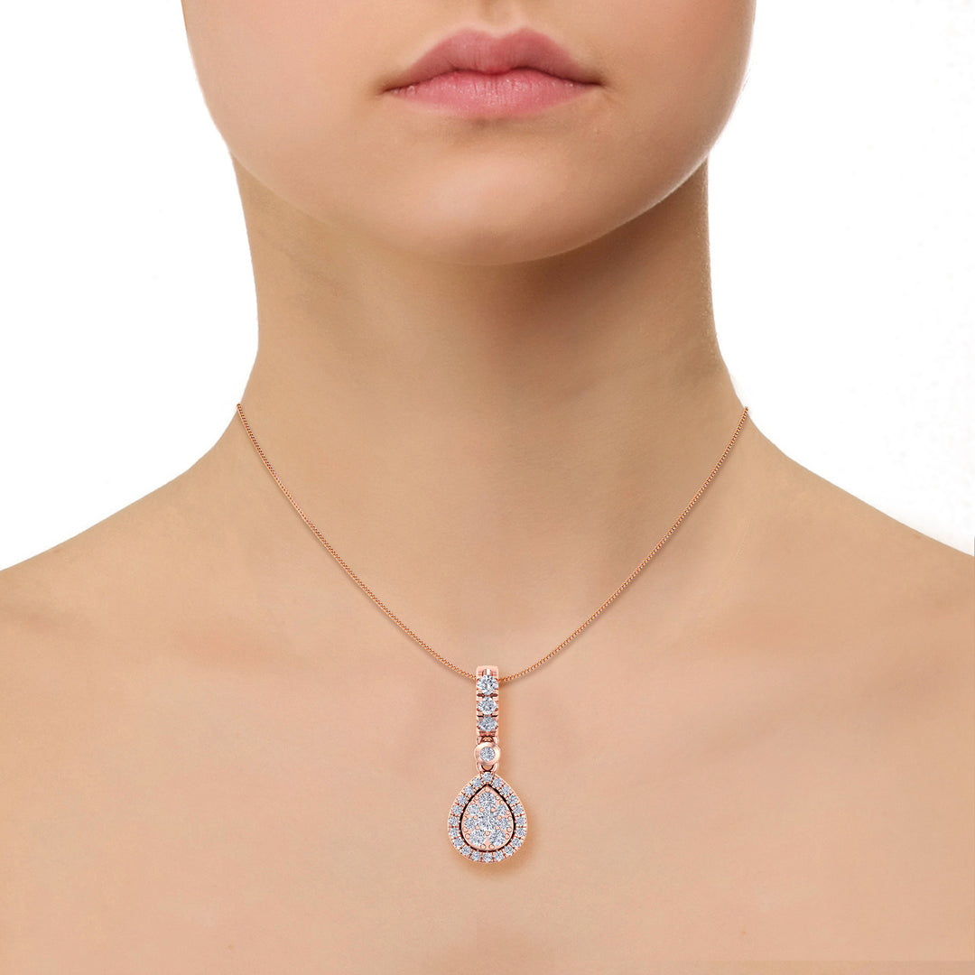 Pear pendant in rose gold with white diamonds of 0.38 ct in weight - HER DIAMONDS®