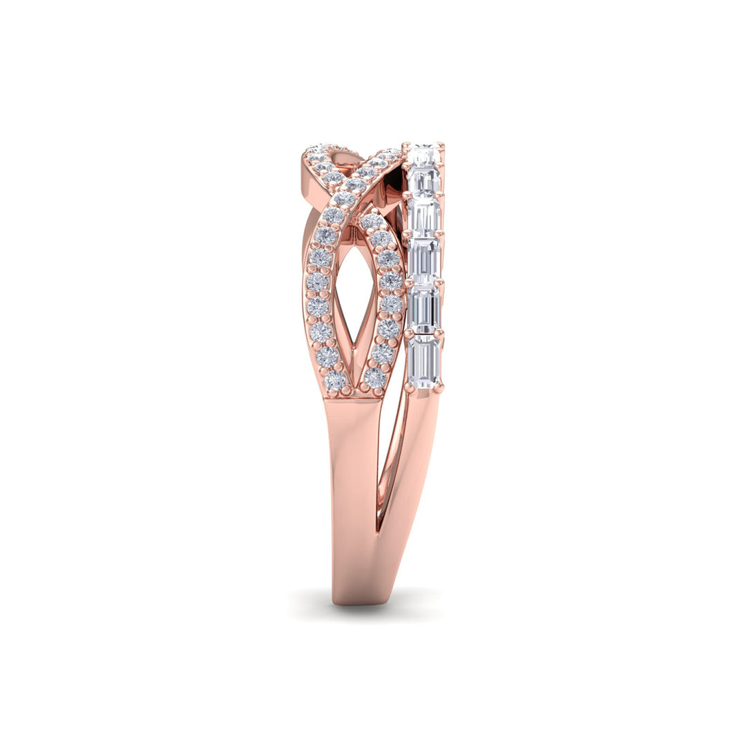 Ring in yellow gold with white diamonds of 0.50 ct in weight