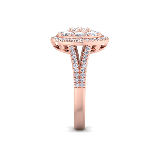 Circle ring in rose gold with white diamonds of 0.98 ct in weight