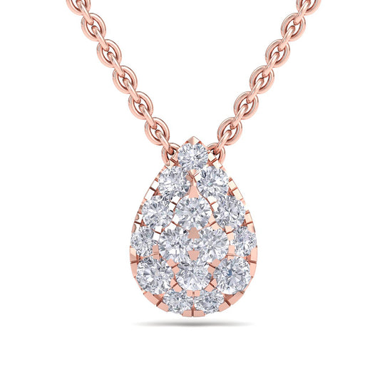Drop shape necklace in yellow gold with white diamonds of 0.53 ct in weight - HER DIAMONDS®