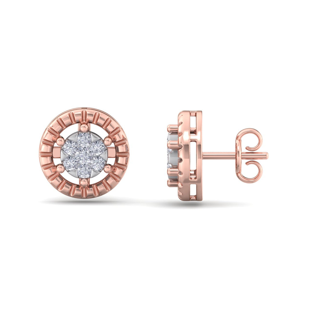 Classic round stud earrings in yellow gold with white diamonds of 0.48 ct in weight - HER DIAMONDS®
