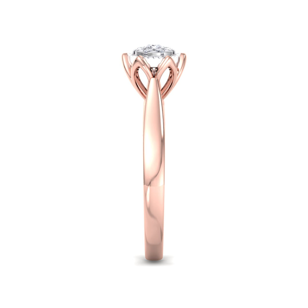 Ring in white gold with white diamonds of 0.14 ct in weight in a crown setting