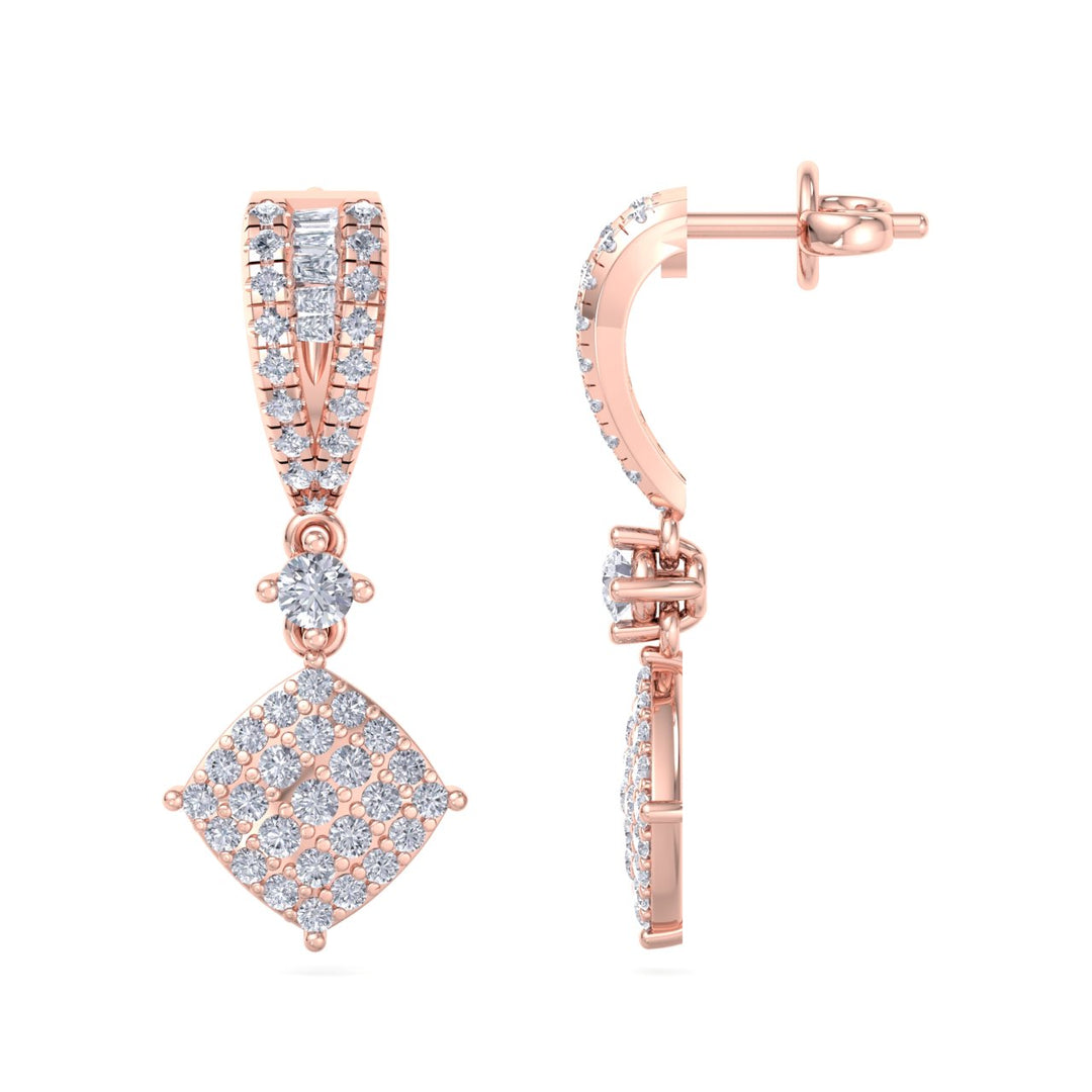 Drop earrings in rose gold with white diamonds of 0.90 ct in weight - HER DIAMONDS®