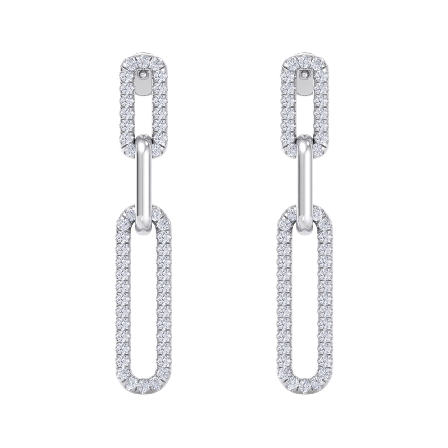 Diamond chain link earrings in white gold with white diamonds of 0.40 ct in weight