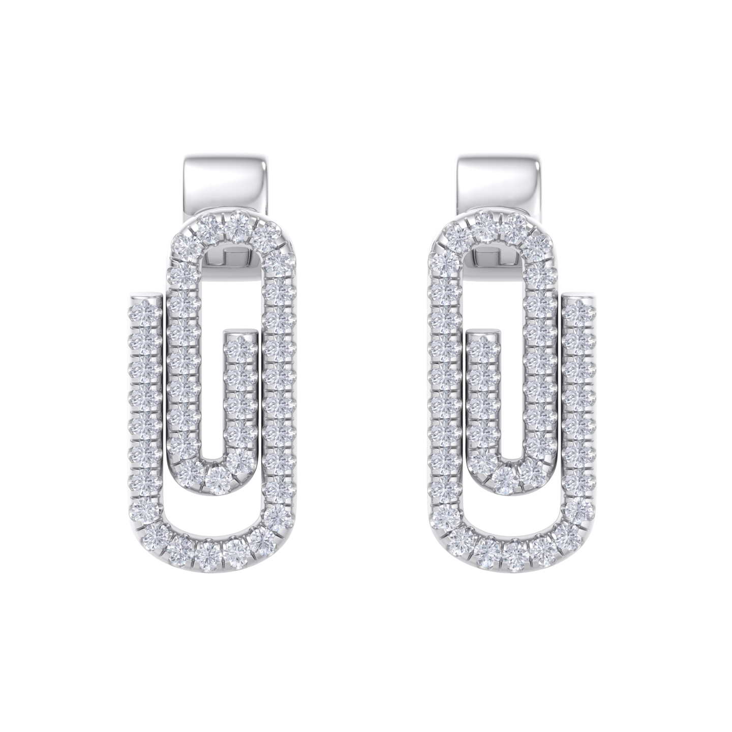 Diamond link earrings in white gold with white diamonds of 0.33 ct in weight