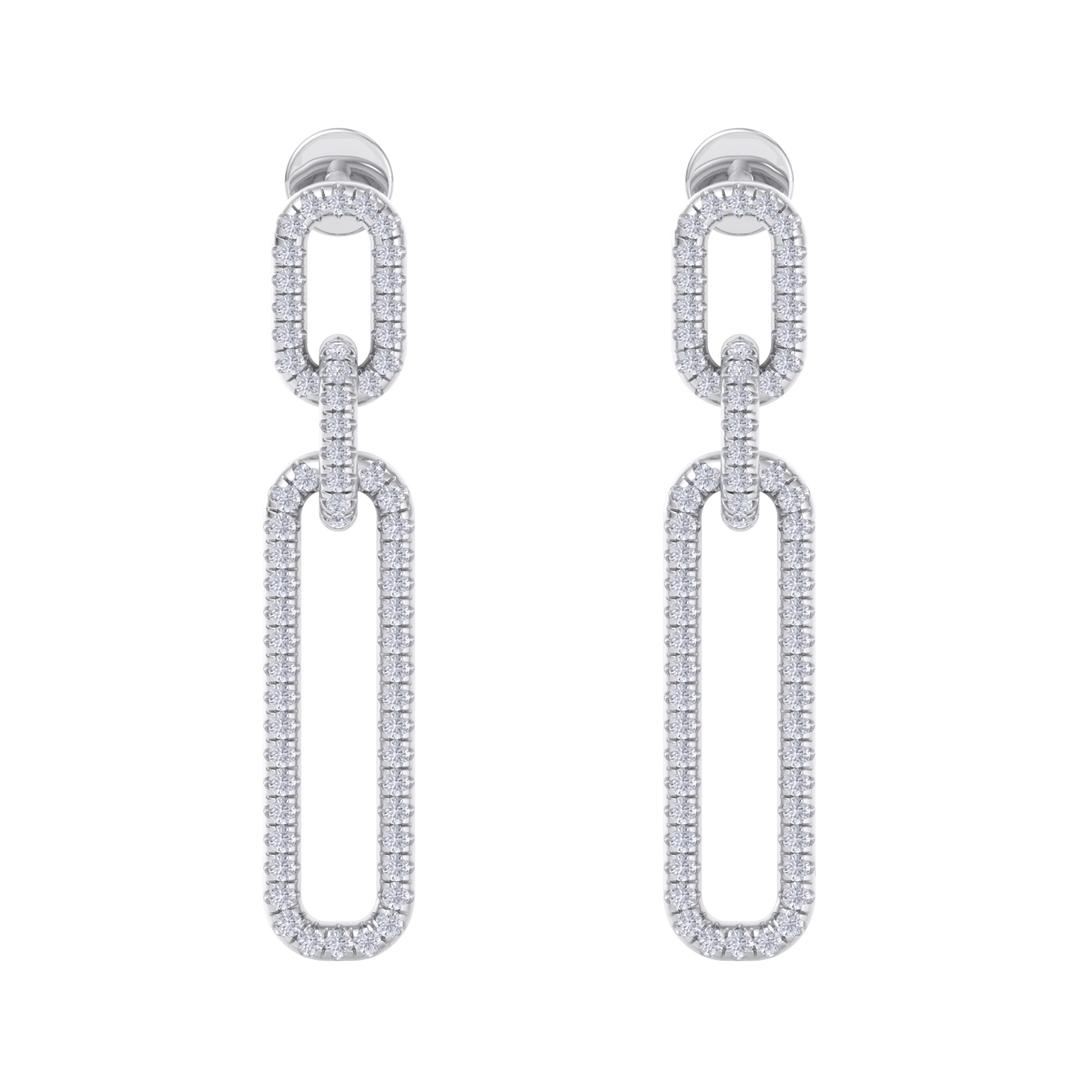 Diamond chain link earrings in rose gold with white diamonds of 0.50 ct in weight