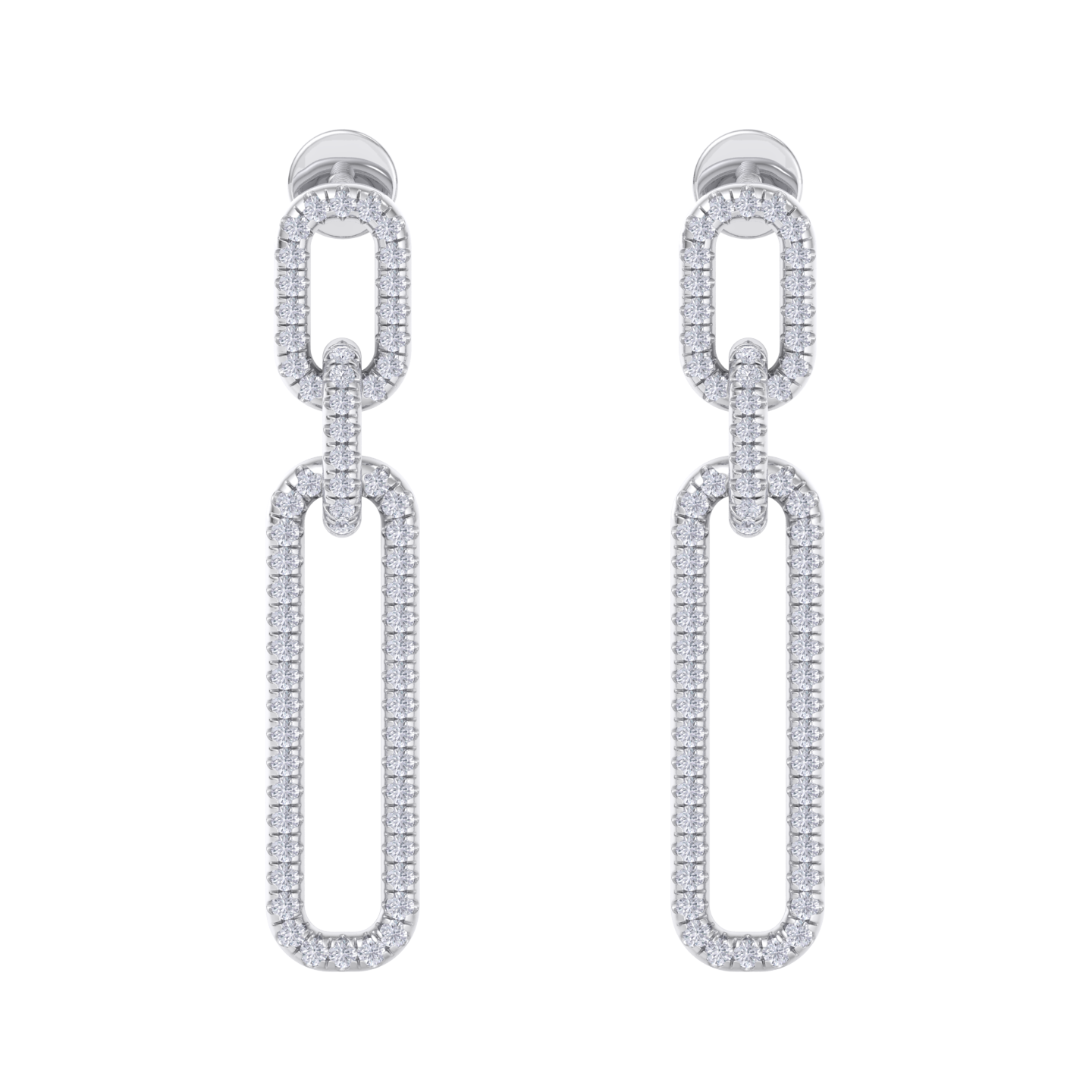 Diamond chain link earrings in white gold with white diamonds of 0.50 ct in weight