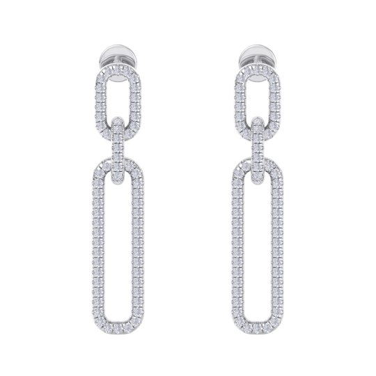 Diamond chain link earrings in white gold with white diamonds of 0.50 ct in weight