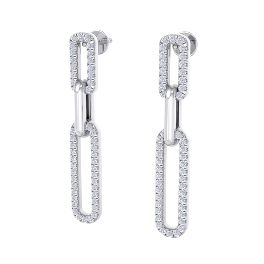 Diamond chain link earrings in white gold with white diamonds of 0.40 ct in weight