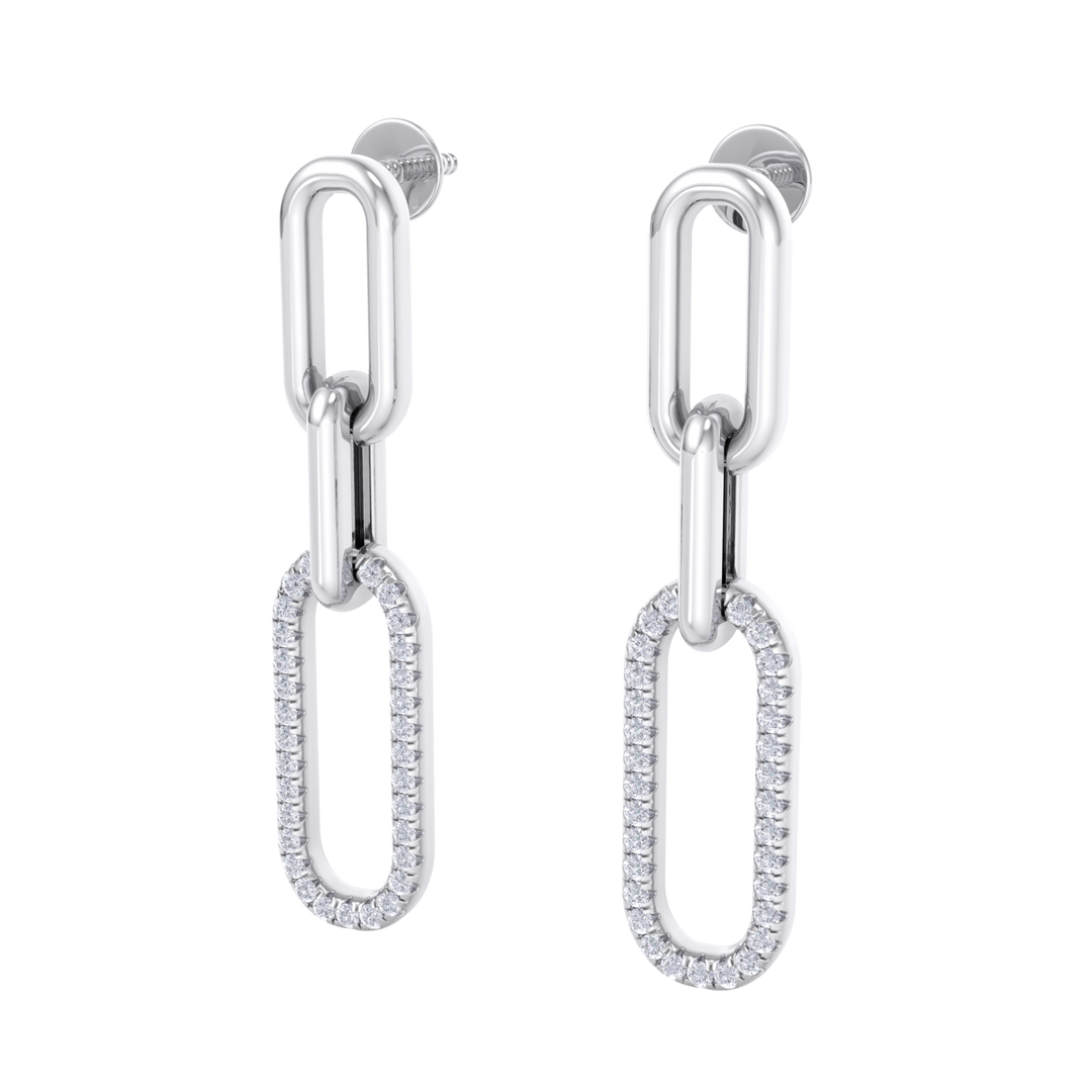 Diamond chain link earrings in rose gold with white diamonds of 0.25 ct in weight