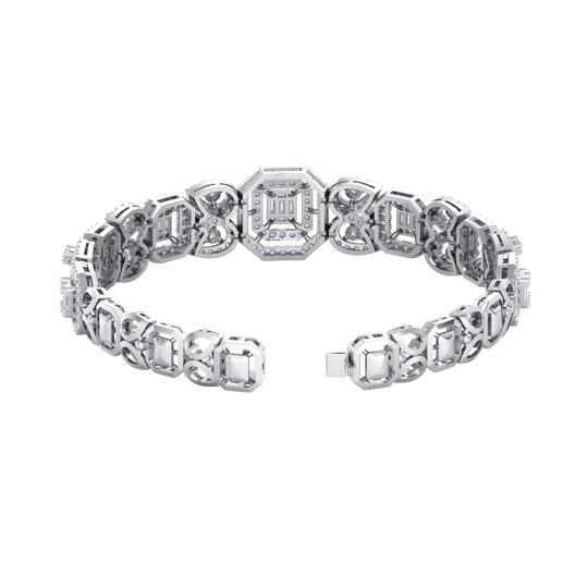 Statement bracelet in white gold with white diamonds of 3.09 ct in weight
