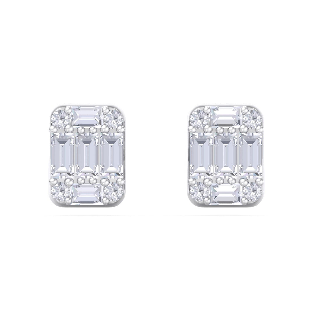 Baguette square earrings in rose gold with white diamonds of 0.87 ct in weight