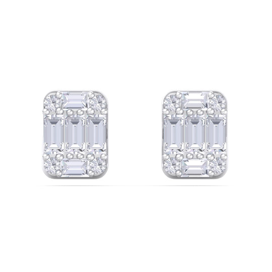 Baguette square earrings in rose gold with white diamonds of 0.87 ct in weight