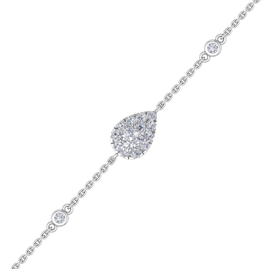 Pear shape bracelet in white gold with diamonds of 0.44 ct in weight - HER DIAMONDS®