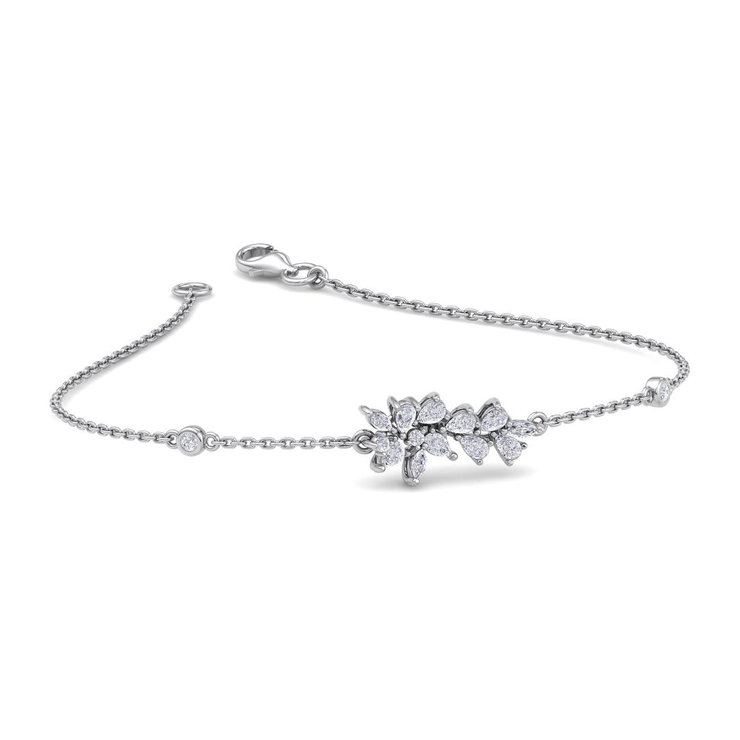 Flower shape bracelet in yellow gold with white diamonds of 0.65 ct in weight - HER DIAMONDS®