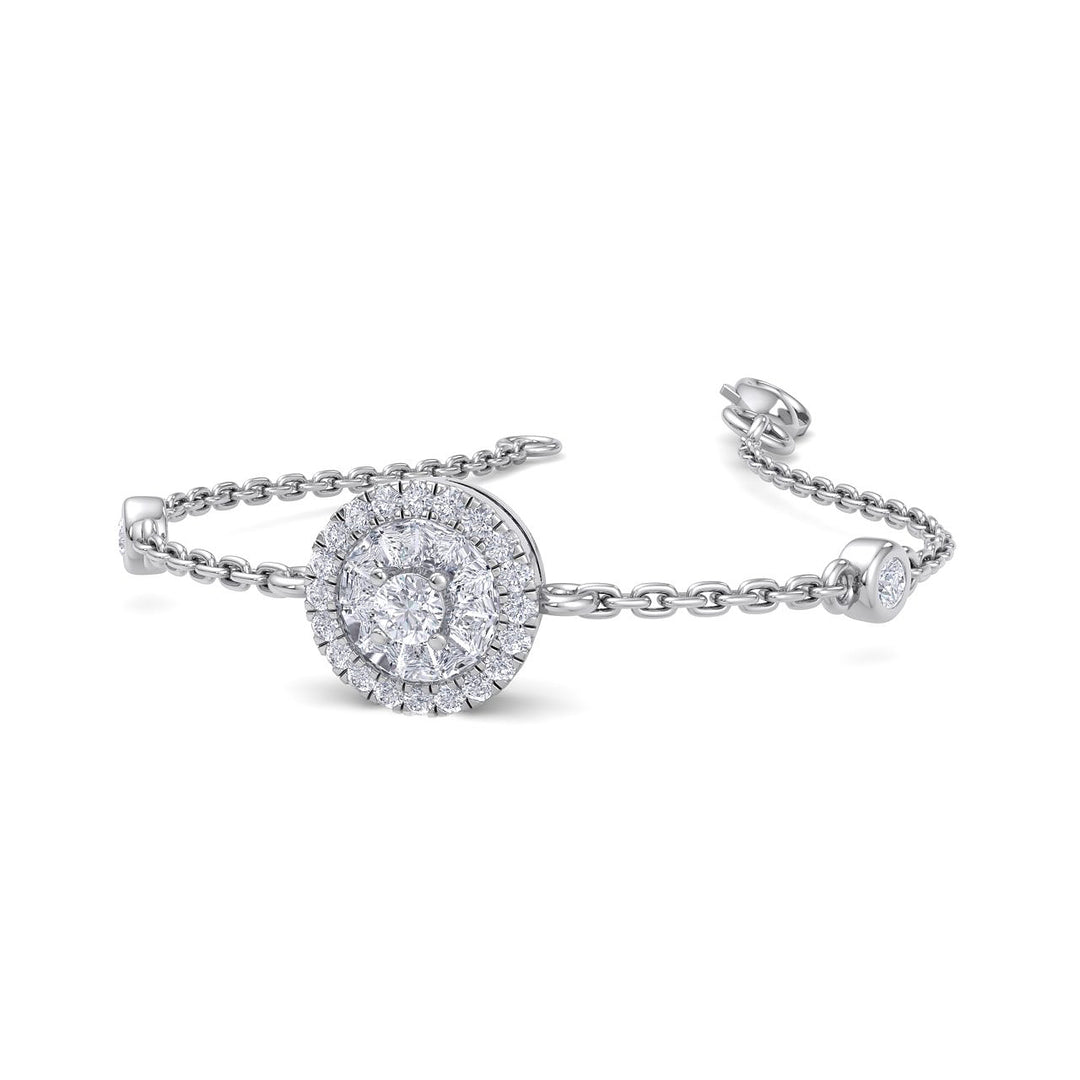 Round shape bracelet in white gold with white diamonds of 0.15 ct in weight - HER DIAMONDS®