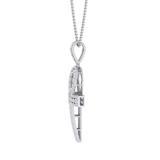 Ankh pendant in white gold with white diamonds of 1.77 ct in weight