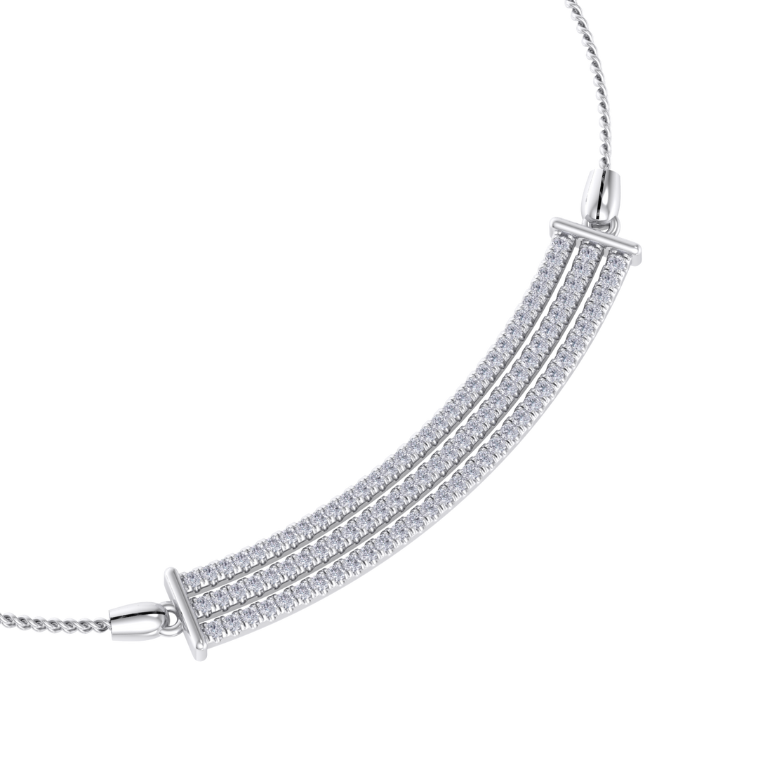 Diamond bar necklace in white gold with white diamonds of 0.93 ct in weight