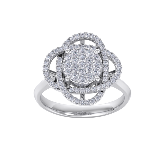 Intricate diamond ring in white gold with white diamonds of 0.63 ct in weight