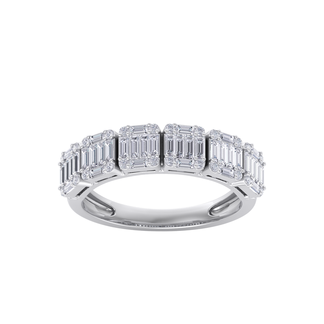 Baguette half eternity ring in white gold with white diamonds of 2.28 ct in weight