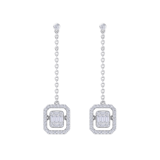 Diamond drop earrings in rose gold with white diamonds of 0.69 ct in weight
