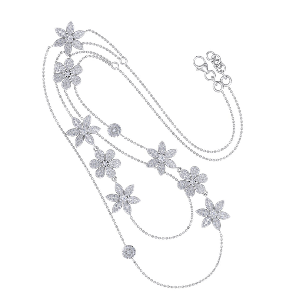 Pretty Multi-strand necklace in white gold with white diamonds of 1.67 ct in weight 